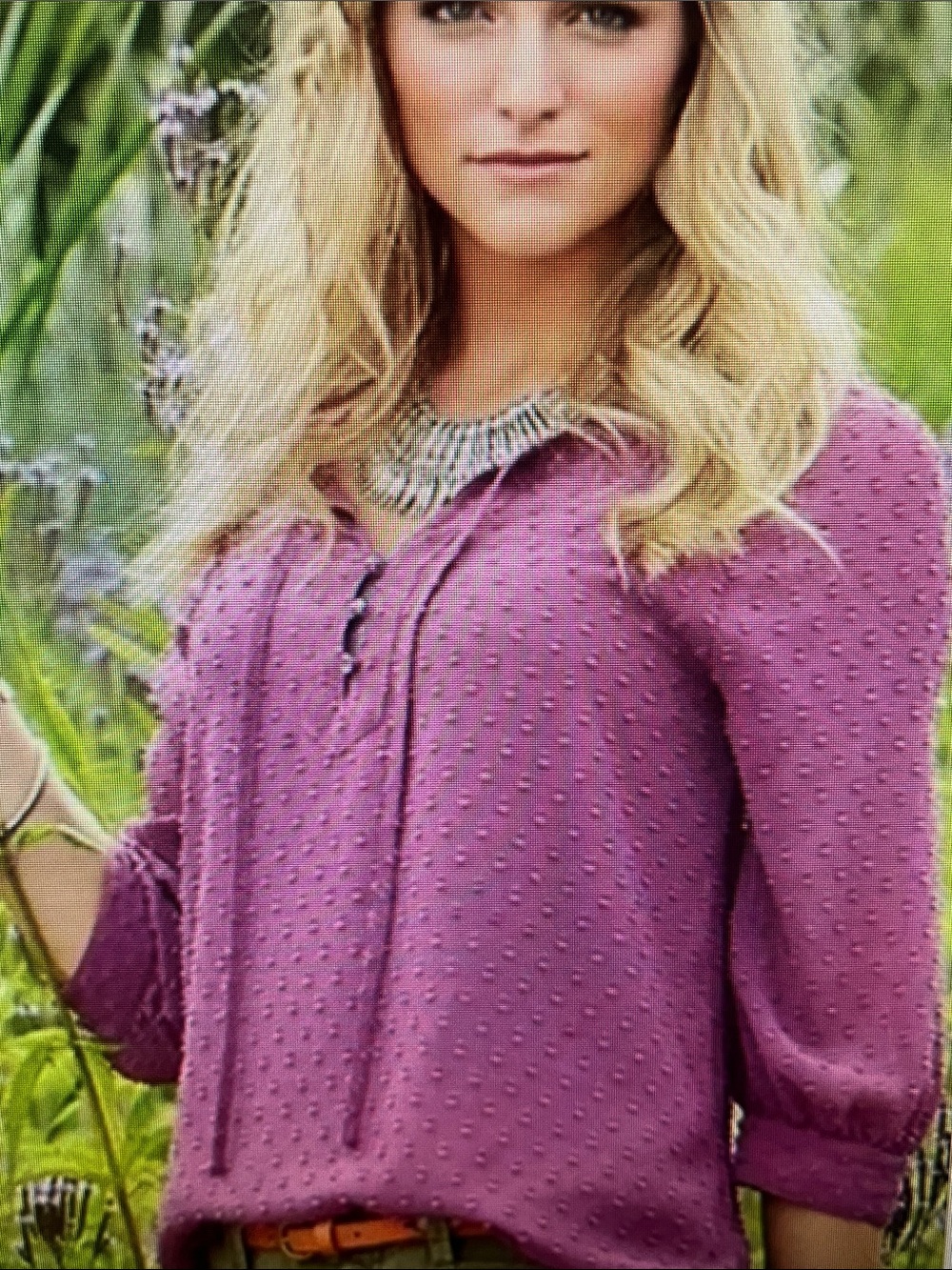 New! Matilda Jane Purple Ari Swiss Dot Blouse Size Large